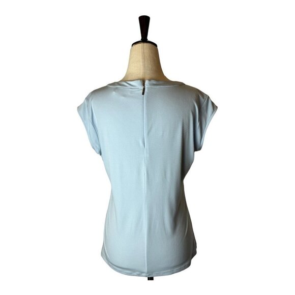 Karl Lagerfeld‎ Heavenly Blue Bow Pleated Detail Short Sleeve Top Size S - Picture 3 of 11